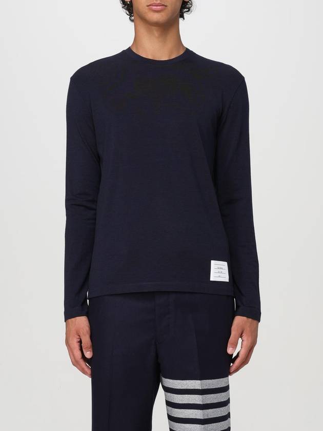 4 Bar Jersey Stretch Wool Knit Top Navy - THOM BROWNE - BALAAN 2