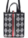 Webbing Stripe Argyle Wool Cotton Jacquard Small Tote Bag Black White - THOM BROWNE - BALAAN 2