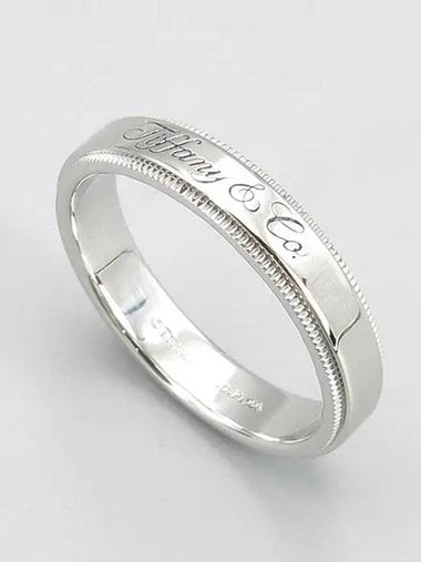 Tiffany PT950 Platinum Milgrain Edge 4mm Band Ring No 17 - TIFFANY & CO. - BALAAN 1