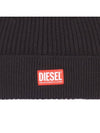 K Coder H Logo Patch Ribbed Beanie Black - DIESEL - BALAAN 4