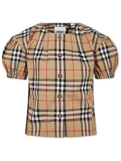 Kids Vintage Check Short Sleeve Blouse Beige - BURBERRY - BALAAN 2