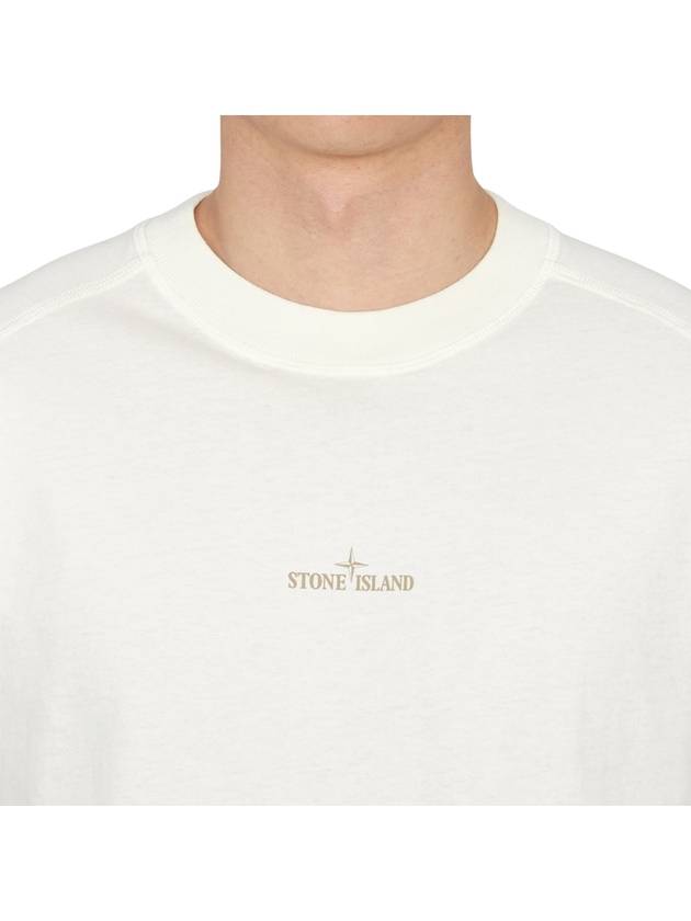 Logo Crew Neck Short Sleeve T-Shirt Ivory - STONE ISLAND - BALAAN 6