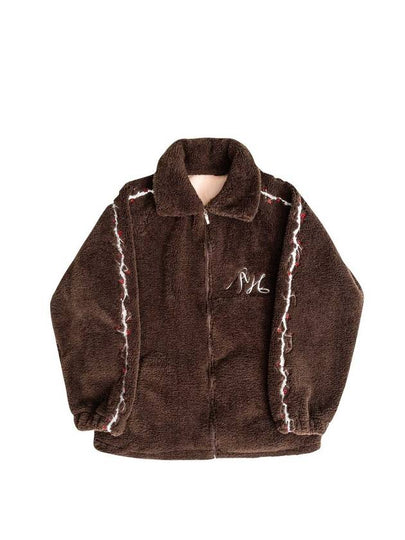 Plum Blossom Edition Fleece Zip-Up Jacket Brown - ASIHA - BALAAN 2