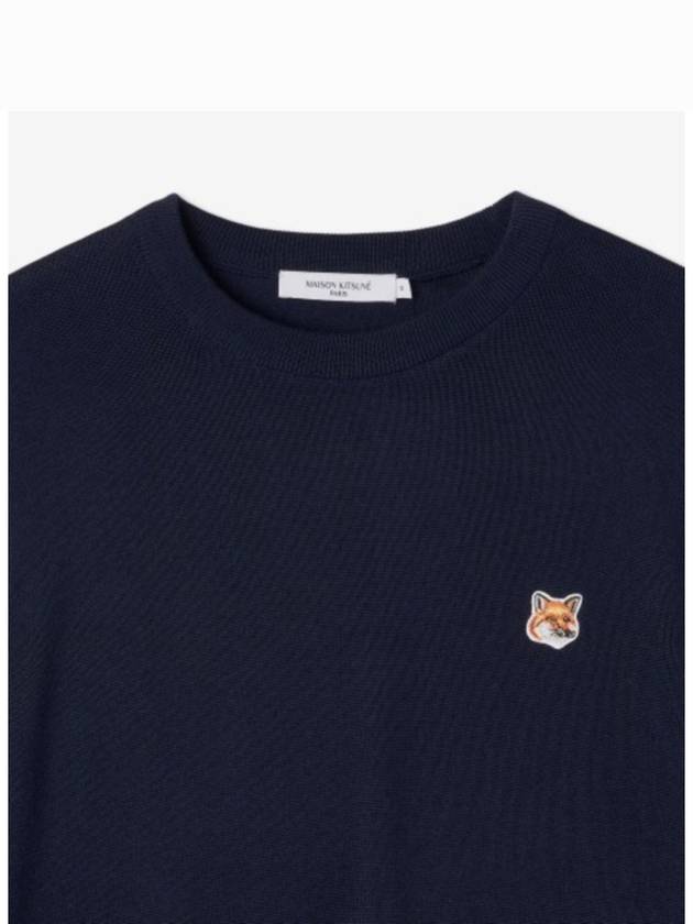 Fox Head Patch Regular Round Neck Pullover Knit Top Navy - MAISON KITSUNE - BALAAN 4