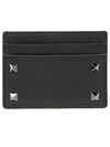 Rockstud Calfskin Card Wallet Black - VALENTINO - BALAAN 2