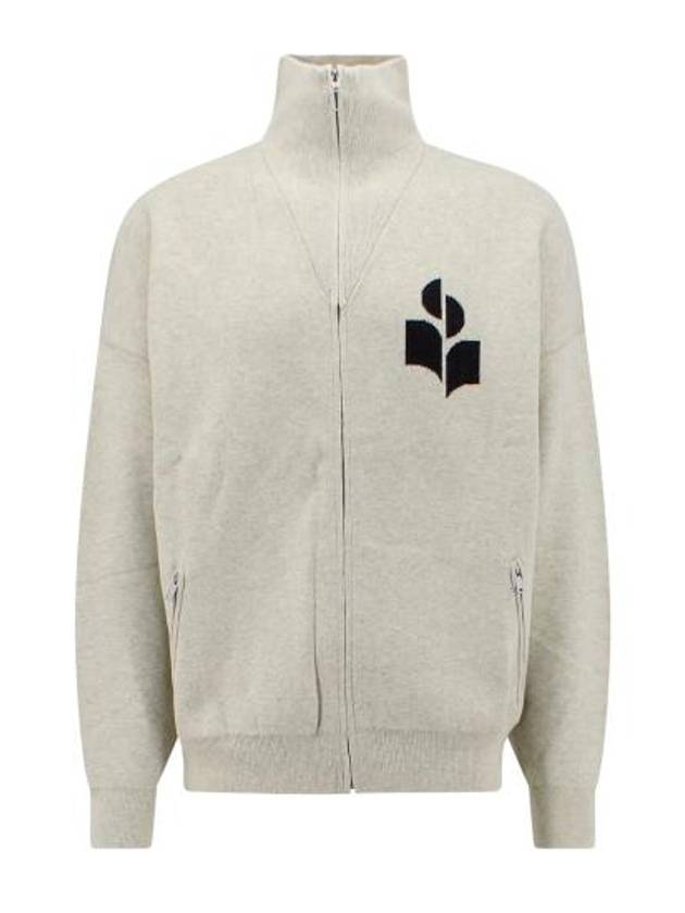 Logo High Neck Knit Zip-Up Cardigan Light Grey - ISABEL MARANT - BALAAN 2