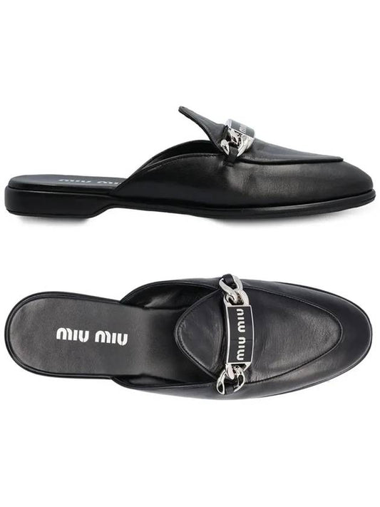 Logo Leather Bloafers Black - MIU MIU - BALAAN 2