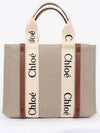 Woody Canvas Medium Tote Bag Brown - CHLOE - BALAAN 3