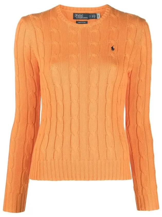 Embroidered Logo Pony Cable Knit Top Orange - POLO RALPH LAUREN - BALAAN 3