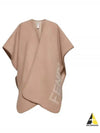 Logo Wool Cashmere Cape Beige - FENDI - BALAAN 2