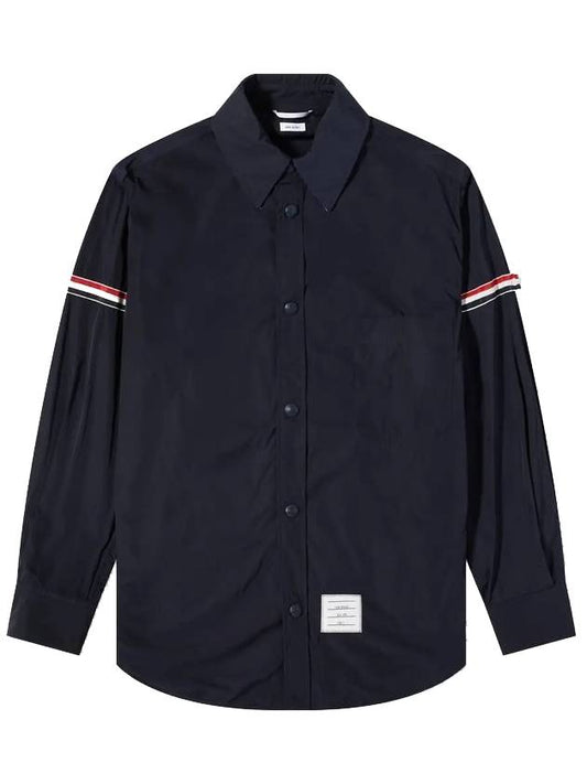 Armband Oversized Poly Twill Shirt Jacket Navy - THOM BROWNE - BALAAN 1