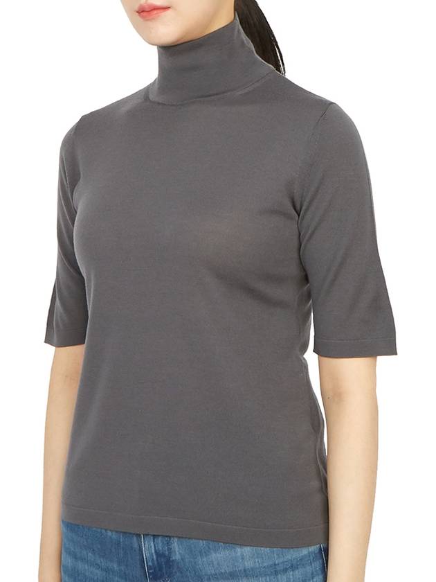 Gigi Short Sleeve Knit Turtleneck Grey - MAX MARA - BALAAN 3