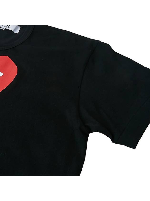 Red Big Heart Print Short Sleeve T-Shirt Black - COMME DES GARCONS - BALAAN 5