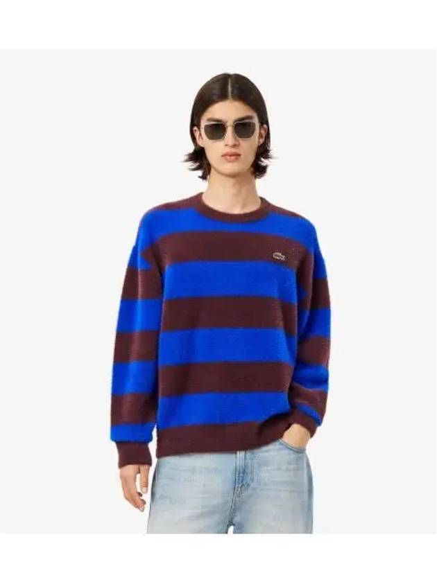 Men s Double Face Striped Pullover Blue Brown - LACOSTE - BALAAN 1