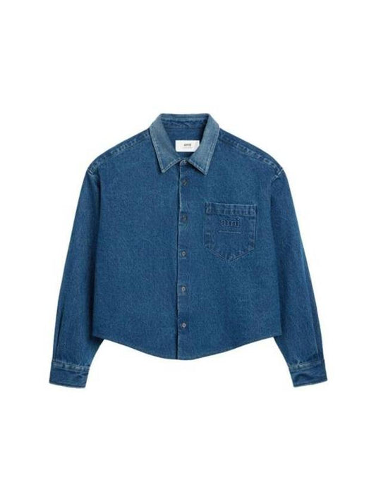 Washed Button-Up Denim Jacket Blue - AMI - BALAAN 1