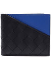 Intrecciato Two-Tone Half Wallet Black Blue - BOTTEGA VENETA - BALAAN 3