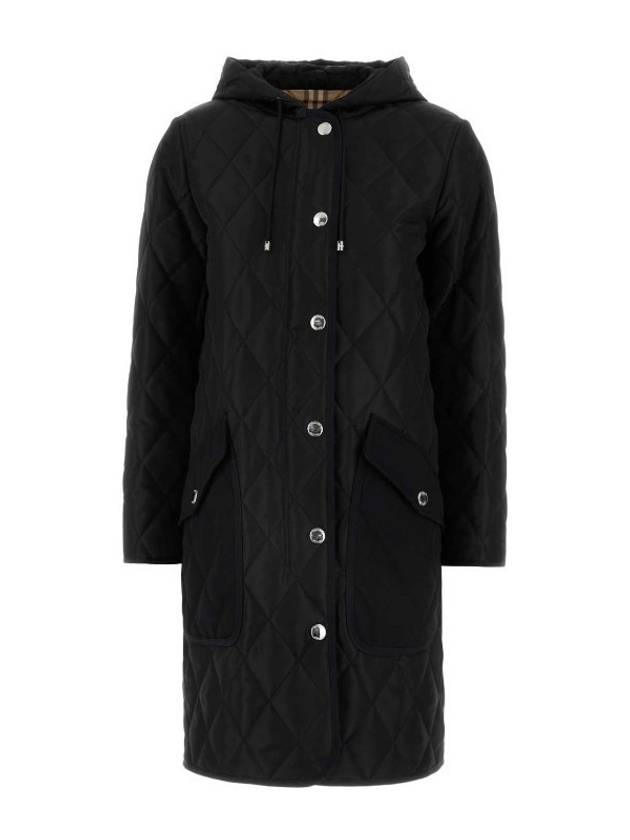 Diamond Quilted Hooded Single Coat Black - BURBERRY - BALAAN 2