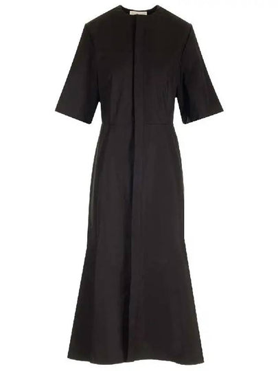 Mid Sleeve Round Neck Midi Dress Black - AMI - BALAAN 2