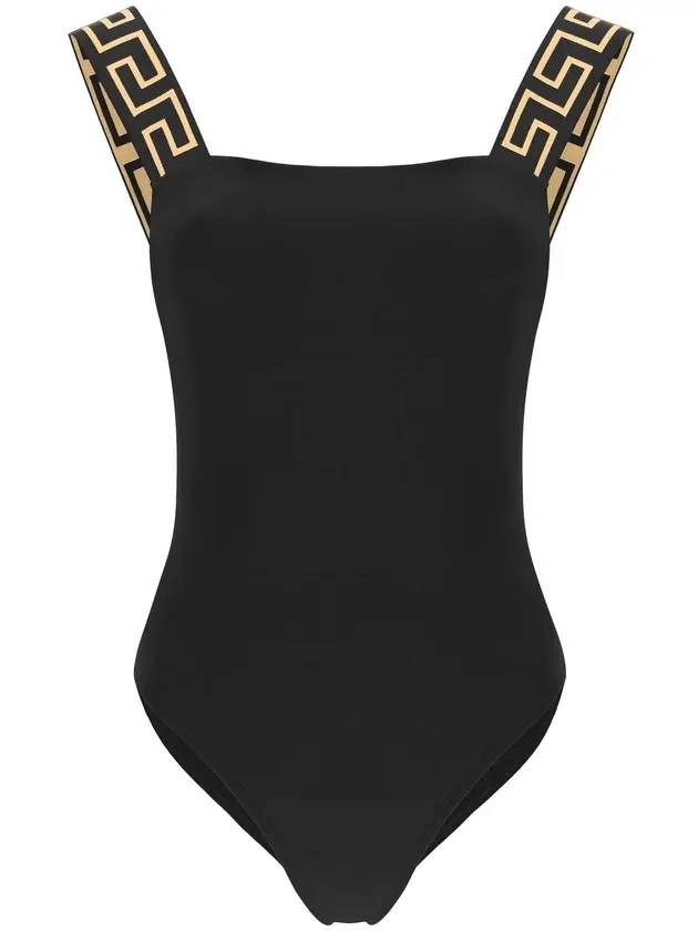 Greca Border Dress Swimsuit Black - VERSACE - BALAAN.