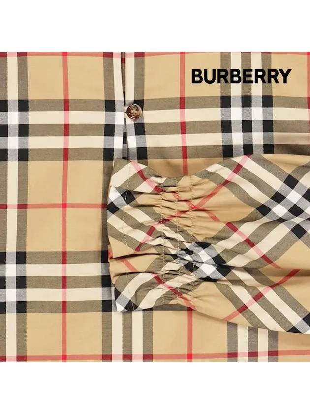 Kids Puff Sleeve Check Stretch Cotton Blouse 8053869 6Y 10Y - BURBERRY - BALAAN 5