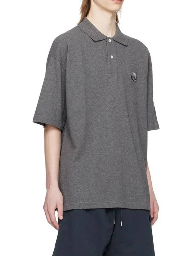 Bold Fox Head Patch Oversized Polo Shirt Grey - MAISON KITSUNE - BALAAN 5