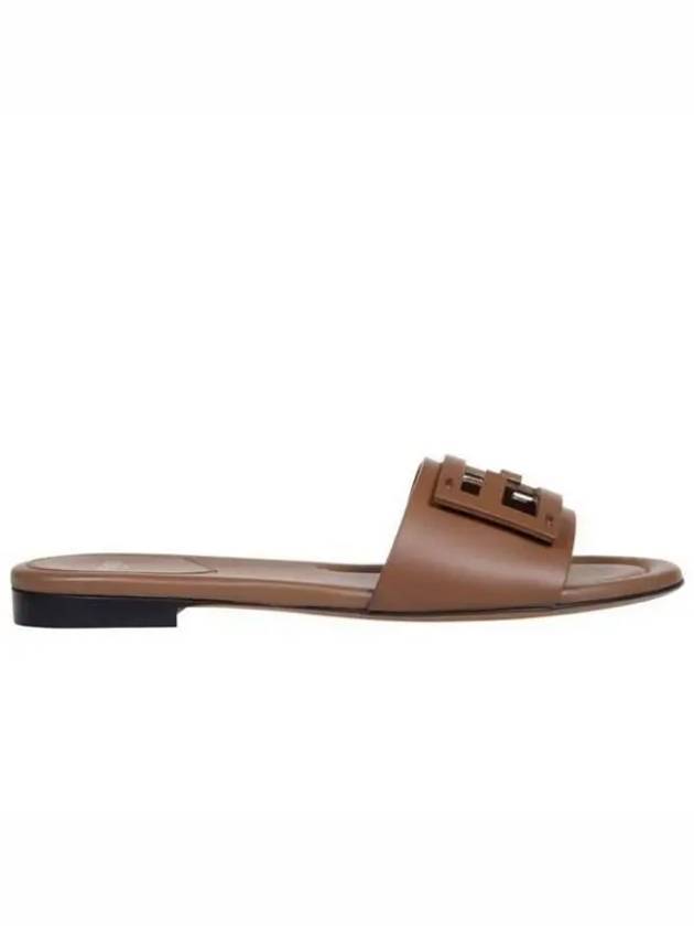 Baguette FF Logo Leather Slippers Mocha - FENDI - BALAAN 2