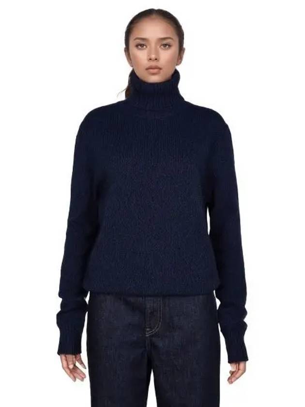 Heart Logo Cashmere Turtleneck Navy - AMI - BALAAN 2