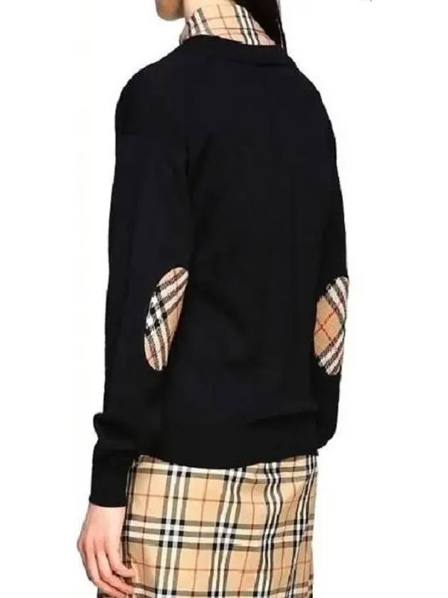 WoMen's BEMPTON Check Patch Merino Wool Knit Top Black - BURBERRY - BALAAN 5