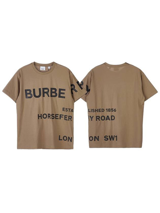 Horseferry Print Oversized Short Sleeve T-Shirt Camel - BURBERRY - BALAAN.