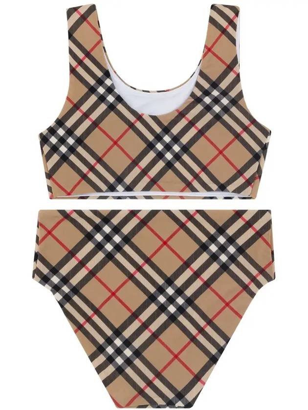 Kids Check Print Bikini Archive Beige - BURBERRY - BALAAN 4