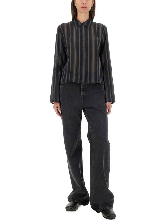 Auto Stripe Sheer Cotton Silk Shirt Black - OUR LEGACY - BALAAN 3