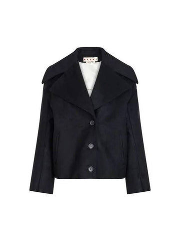 Women's Wide Felt Single Jacket Black - MARNI - BALAAN 1