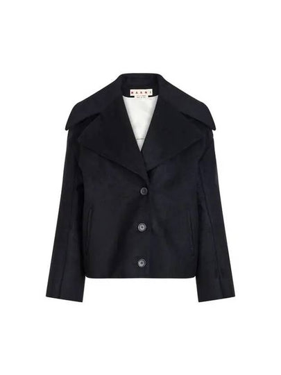 Women's Wide Felt Single Jacket Black - MARNI - BALAAN 1