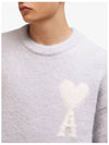 Intarsia Heart Logo Knit Top Earl Grey Ivory - AMI - BALAAN 5