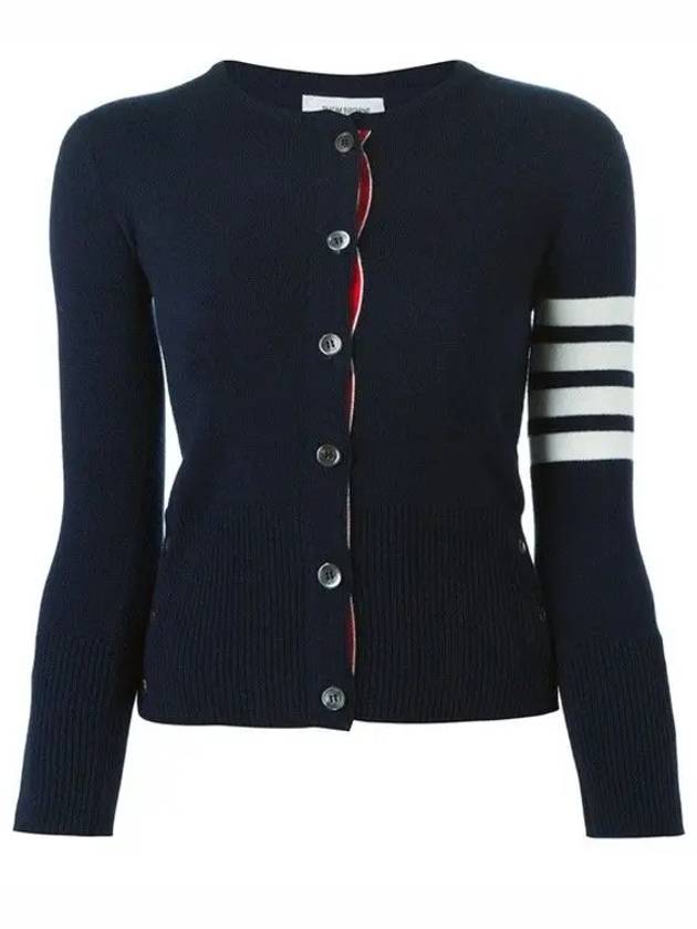 Cashmere Crew Neck Cardigan Navy - THOM BROWNE - BALAAN 3