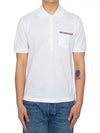 Men's Three Stripes Pocket Mercerized Short Sleeve Polo Shirt White - THOM BROWNE - BALAAN 3