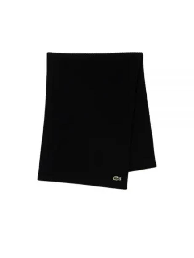 Ribbed Wool Muffler Black - LACOSTE - BALAAN 2