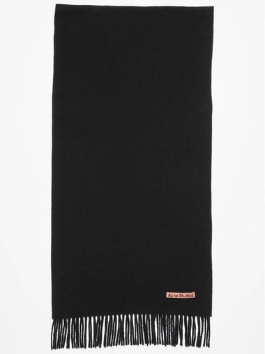 Fringe wool muffler narrow black SCAR000218 - ACNE STUDIOS - BALAAN 1