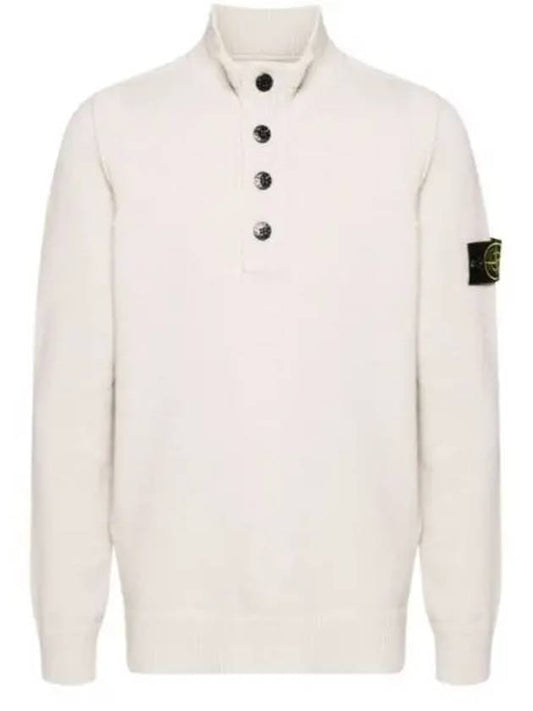 Wappen Patch Half Button Lambswool Knit Top Plaster - STONE ISLAND - BALAAN 2