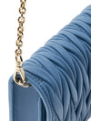 Women's Matelasse Logo Nappa Leather Shoulder Bag Blue - MIU MIU - BALAAN 8