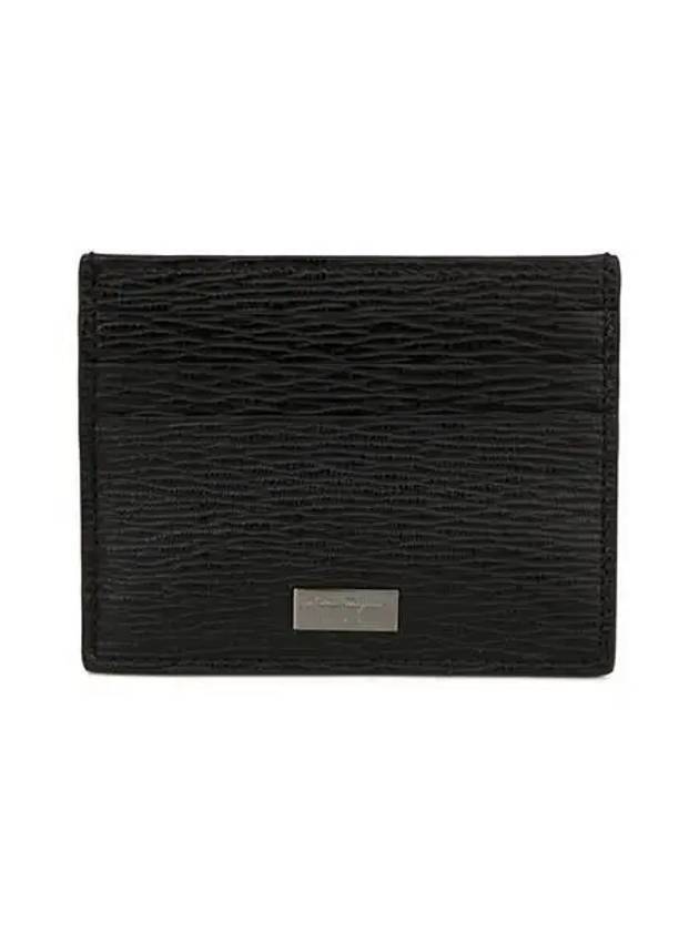 Gancini Pebble 3-Fold Card Wallet Black - SALVATORE FERRAGAMO - BALAAN 1