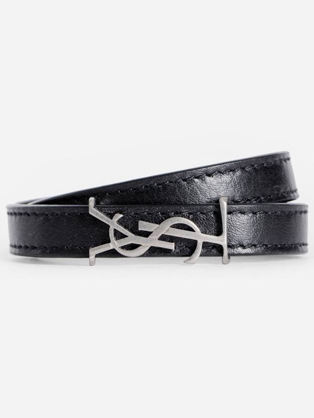 Opium Silver Double Wrap Bracelet Black - SAINT LAURENT - BALAAN.