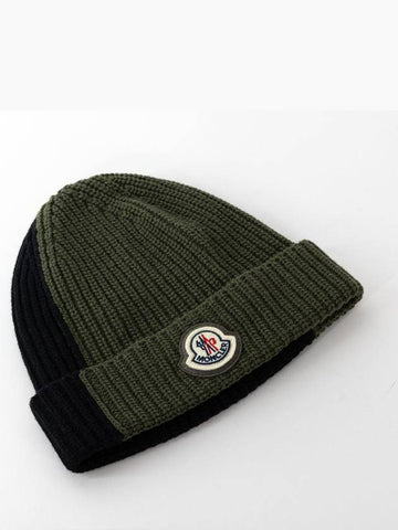 Beretto Tricot Beanie Hat Olive H20913B00010M1241P89 - MONCLER - BALAAN 1