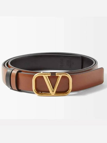 Garavani V logo slim reversible leather belt 3W2T0S12ZFR - VALENTINO - BALAAN 1