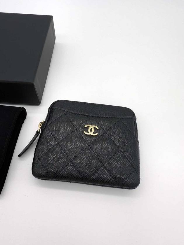 Gold Zipper Classic Grained Calfskin Card Holder Black - CHANEL - BALAAN 7