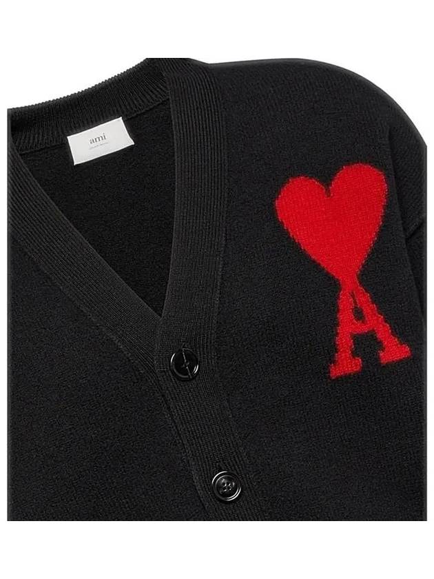 Big Heart Logo Wool Cardigan Black - AMI - BALAAN 6