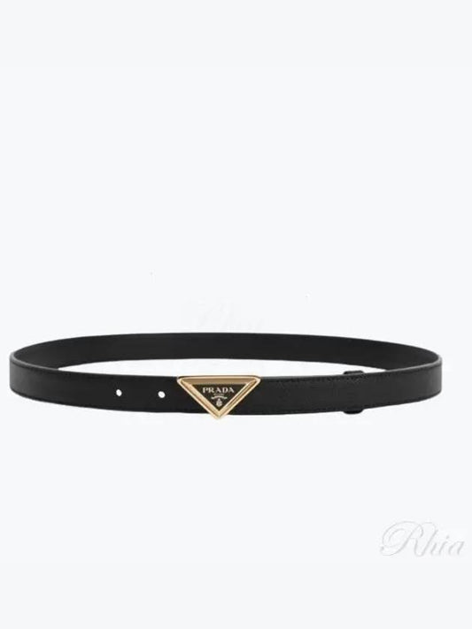 Triangle Logo Buckle Leather Belt Black - PRADA - BALAAN 2