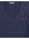 Women's Embroidered Logo Knit Top Navy - POLO RALPH LAUREN - BALAAN 4