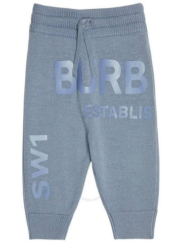 Burberry Boys Clarise Knitted Joggers in Shale Blue Size 18M - BURBERRY - BALAAN 1