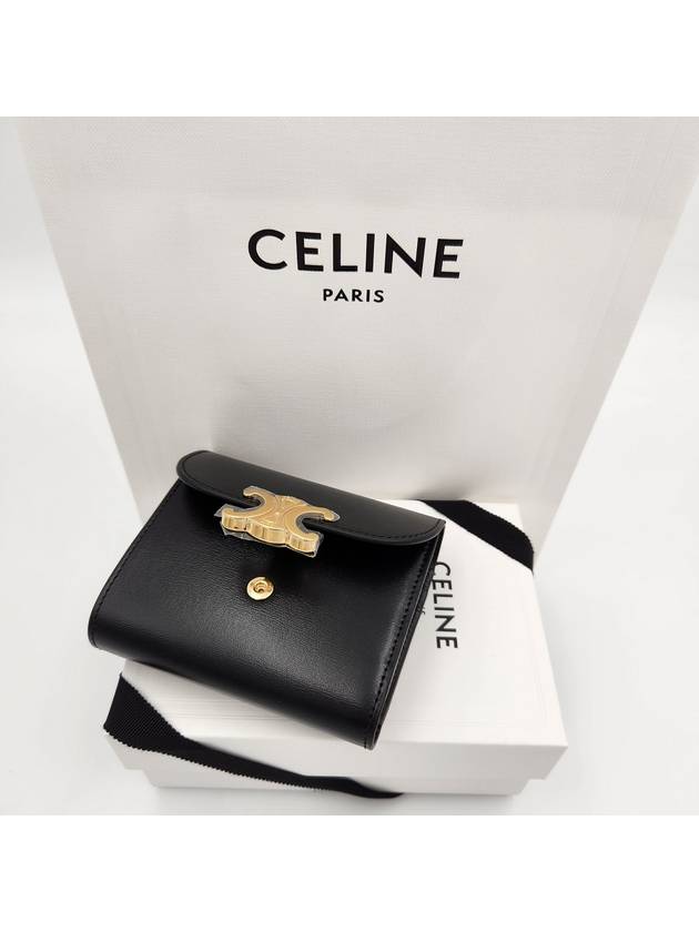 Shiny Triomphe Small Calfskin Half Wallet Black - CELINE - BALAAN 5